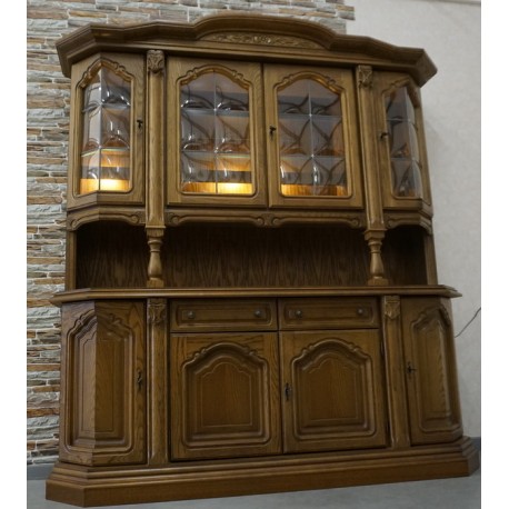 WITRYNA Z KOMODĄ DĘBOWA KREDENS PODŚWIETLANY szer.188 cm