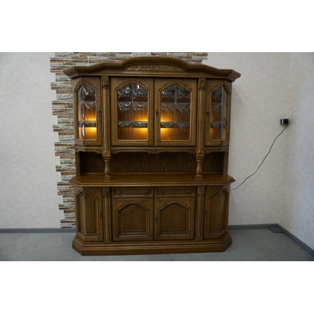 WITRYNA Z KOMODĄ DĘBOWA KREDENS PODŚWIETLANY szer.188 cm