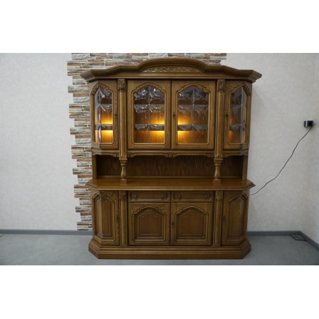 WITRYNA Z KOMODĄ DĘBOWA KREDENS PODŚWIETLANY szer.188 cm