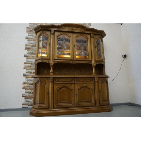 WITRYNA Z KOMODĄ DĘBOWA KREDENS PODŚWIETLANY szer.188 cm