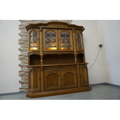 WITRYNA Z KOMODĄ DĘBOWA KREDENS PODŚWIETLANY szer.188 cm