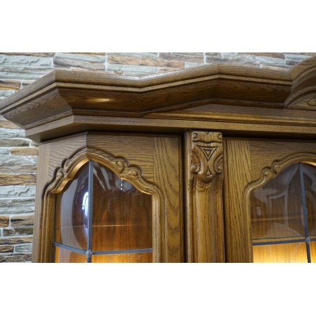 WITRYNA Z KOMODĄ DĘBOWA KREDENS PODŚWIETLANY szer.188 cm