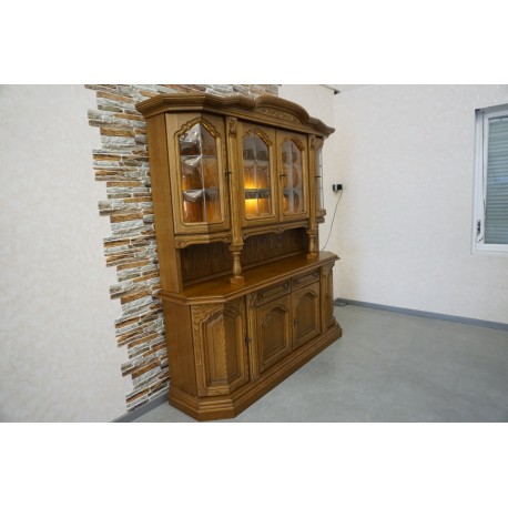 WITRYNA Z KOMODĄ DĘBOWA KREDENS PODŚWIETLANY szer.188 cm