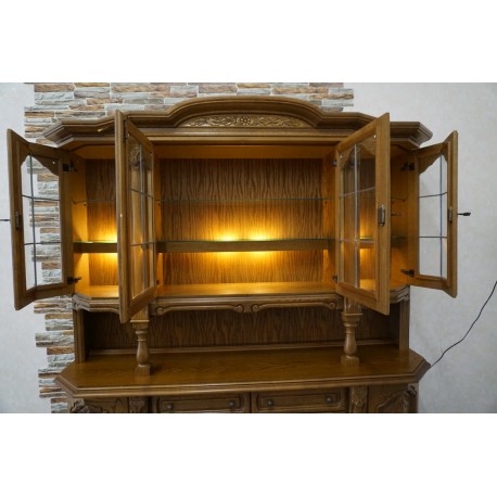 WITRYNA Z KOMODĄ DĘBOWA KREDENS PODŚWIETLANY szer.188 cm