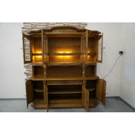 WITRYNA Z KOMODĄ DĘBOWA KREDENS PODŚWIETLANY szer.188 cm