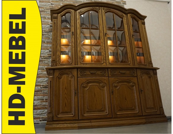 WITRYNA DĘBOWA Z KOMODĄ PODŚWIETLANA SZER. 177 CM