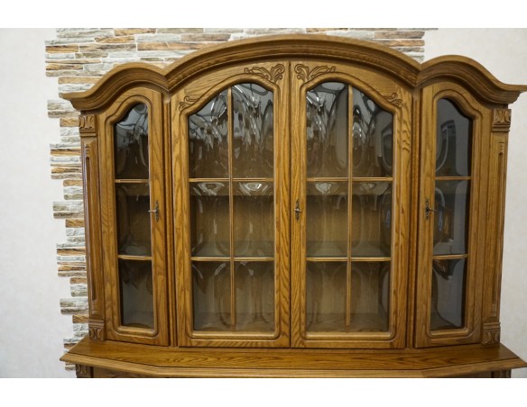 WITRYNA DĘBOWA Z KOMODĄ PODŚWIETLANA SZER. 177 CM