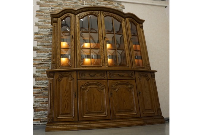 WITRYNA DĘBOWA Z KOMODĄ PODŚWIETLANA SZER. 177 CM