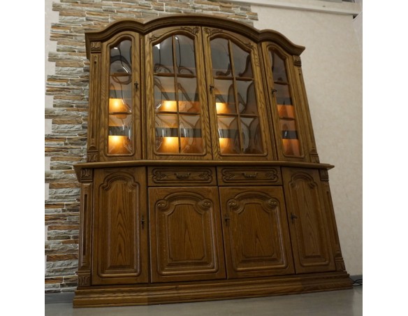 WITRYNA DĘBOWA Z KOMODĄ PODŚWIETLANA SZER. 177 CM