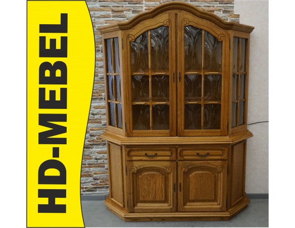 WITRYNA Z KOMODĄ DĘBOWA PODŚWIETLANA SZER. 155 CM