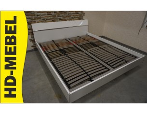 ŁÓŻKO DWUOSOBOWE BIAŁE WYSOKI POŁYSK +2 STELAŻE 90x200