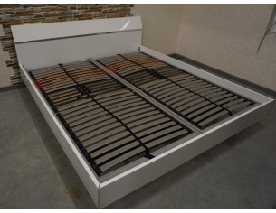 ŁÓŻKO DWUOSOBOWE BIAŁE WYSOKI POŁYSK +2 STELAŻE 90x200 2