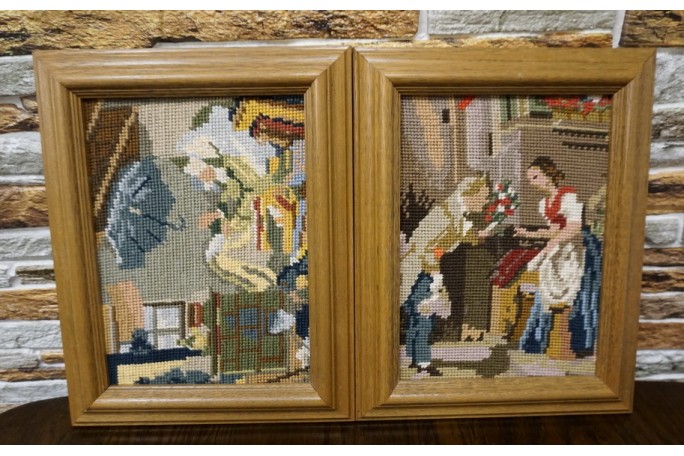 2 OBRAZKI NA ŚCIANE GOBELIN 23x29