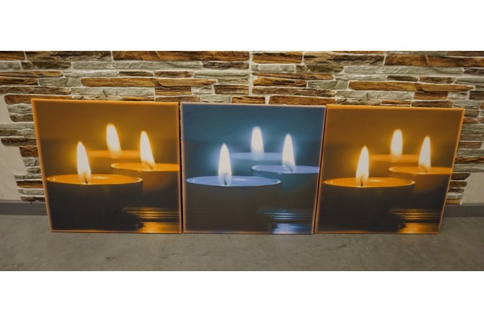 OBRAZ DRUKOWANY TRYPTYK ŚWIECE PŁOMIEŃ SPA 3w1