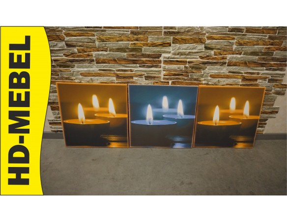 OBRAZ DRUKOWANY TRYPTYK ŚWIECE PŁOMIEŃ SPA 3w1