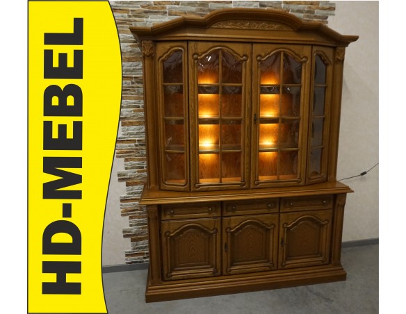 WITRYNA Z KOMODĄ PODŚWIETLANA SZKLANE PÓŁKI SZER. 163 CM