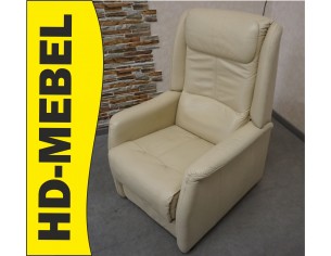 FOTEL ELEKTRYCZNY HUKLA POMOC WSTAWANIA SKÓRA JASNA 3w1 2