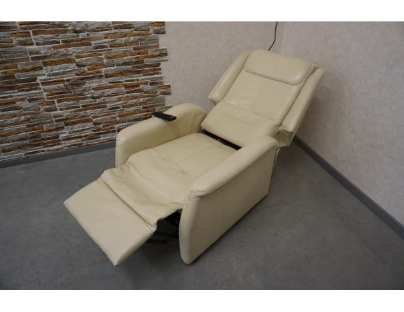 FOTEL ELEKTRYCZNY HUKLA POMOC WSTAWANIA SKÓRA JASNA 3w1