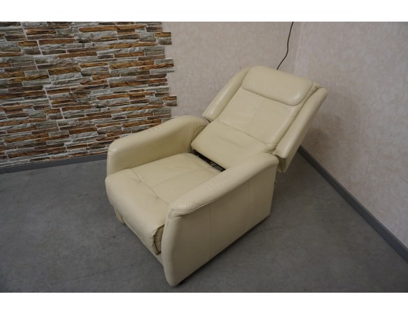 FOTEL ELEKTRYCZNY HUKLA POMOC WSTAWANIA SKÓRA JASNA 3w1