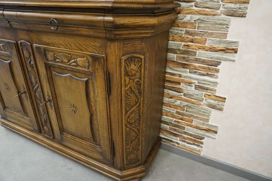 WITRYNA Z KOMODĄ LITY DĄB CIEMNA 2 DRZWIOWA SZER. 140 CM