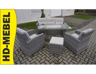ZESTAW Z TECHNORATTANU SOFA 3 OSOBOWA + 2 FOTELE + STÓŁ +...