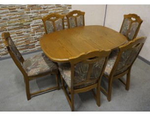 STÓŁ DĘBOWY ROZKŁADANY do 175 cm + 6 KRZESEŁ 2