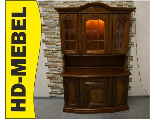 KREDENS / WITRYNA Z KOMODĄ PODŚWIETLANA ORZECHOWA SZER. 130 CM