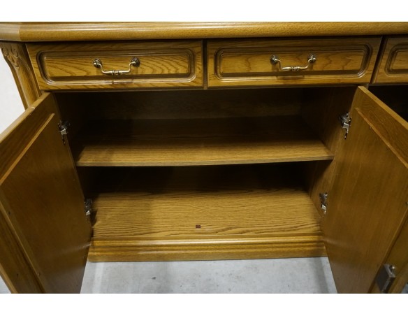 WITRYNA Z KOMODĄ DĘBOWA PODŚWIETLANA 5 DRZWIOWA SZER. 160 CM