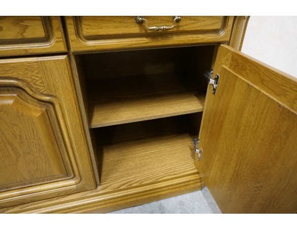 WITRYNA Z KOMODĄ DĘBOWA PODŚWIETLANA 5 DRZWIOWA SZER. 160 CM