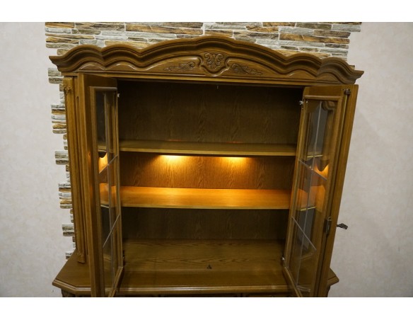 WITRYNA Z KOMODĄ DĘBOWA PODŚWIETLANA 5 DRZWIOWA SZER. 160 CM