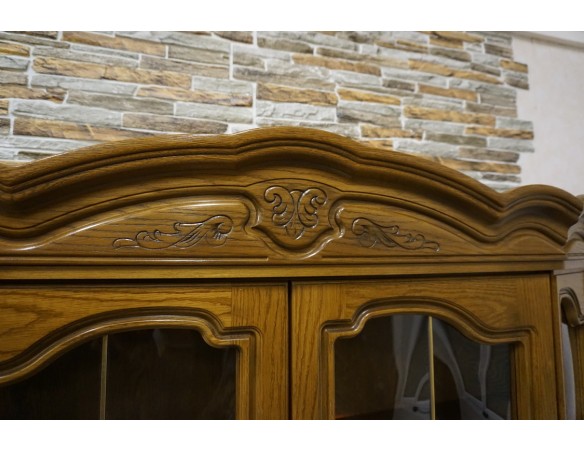 WITRYNA Z KOMODĄ DĘBOWA PODŚWIETLANA 5 DRZWIOWA SZER. 160 CM