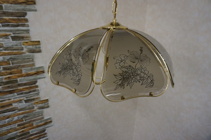 WISZĄCY ŻYRANDOL SZKLANY KLOSZ GWINT E14 55/55 CM