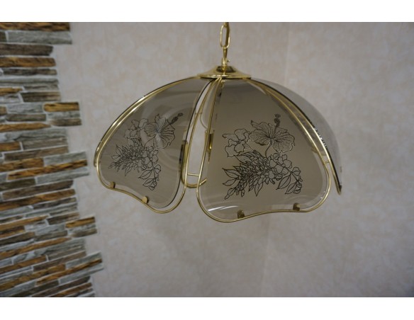 WISZĄCY ŻYRANDOL SZKLANY KLOSZ GWINT E14 55/55 CM