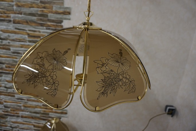 WISZĄCY ŻYRANDOL SZKLANY KLOSZ GWINT E14 55/55 CM