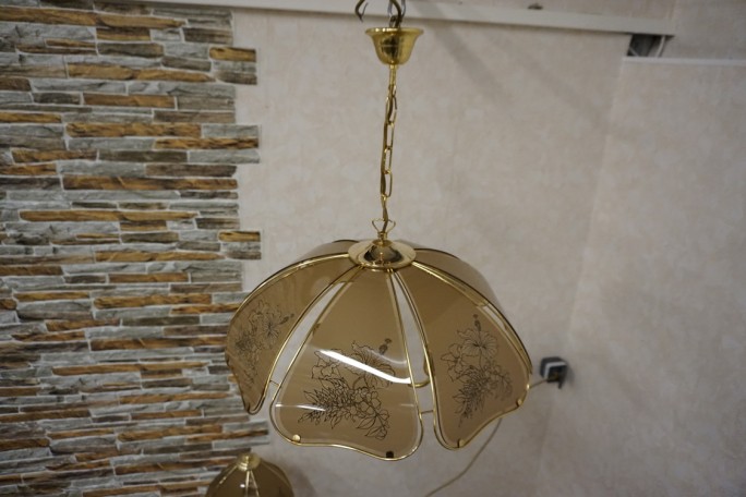 WISZĄCY ŻYRANDOL SZKLANY KLOSZ GWINT E14 55/55 CM