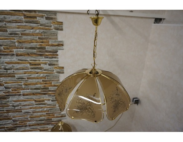 WISZĄCY ŻYRANDOL SZKLANY KLOSZ GWINT E14 55/55 CM