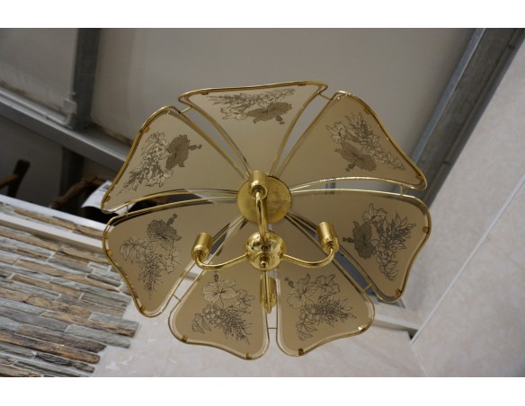 WISZĄCY ŻYRANDOL SZKLANY KLOSZ GWINT E14 55/55 CM