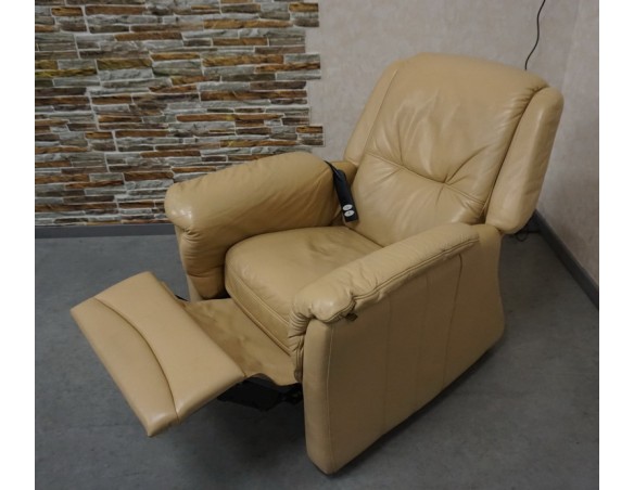 FOTEL ELEKTRYCZNY NA PILOTA SKÓRA NATURALNA POMOC WSTAWANIA 3w1