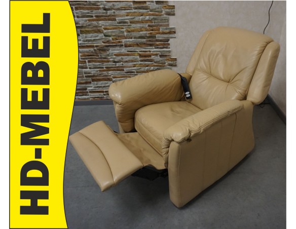 FOTEL ELEKTRYCZNY NA PILOTA SKÓRA NATURALNA POMOC WSTAWANIA 3w1