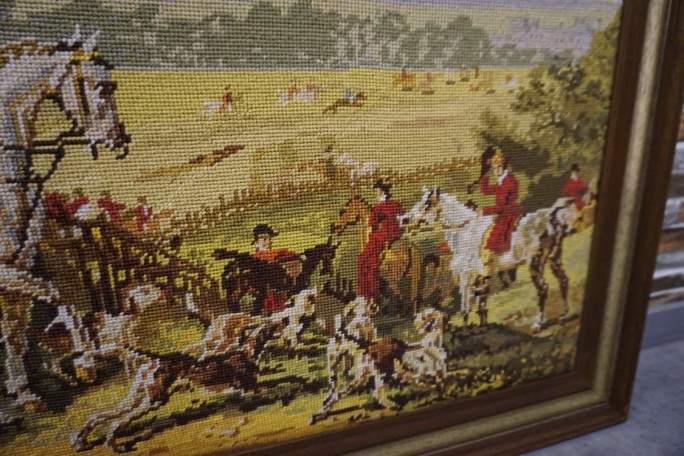 OBRAZ W DREWNIANEJ RAMIE PROSTOKĄTNY GOBELIN...