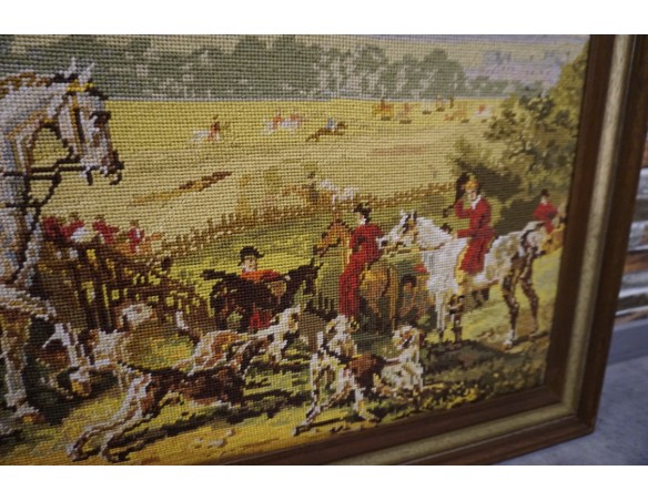 OBRAZ W DREWNIANEJ RAMIE PROSTOKĄTNY GOBELIN SZER. 102 CM