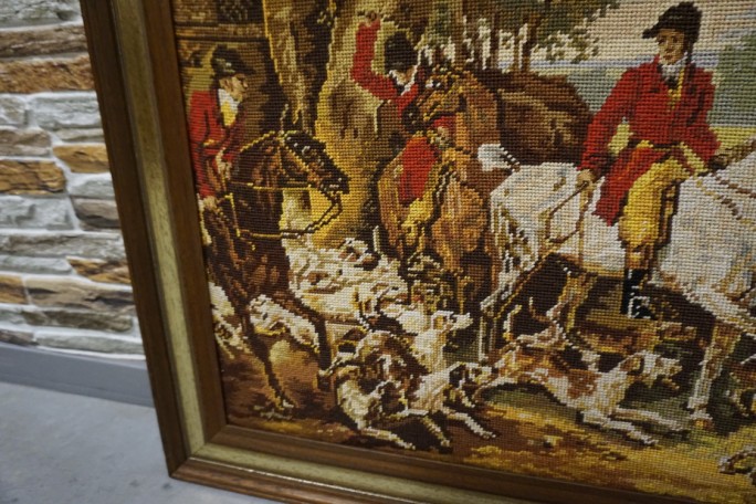 OBRAZ W DREWNIANEJ RAMIE PROSTOKĄTNY GOBELIN...