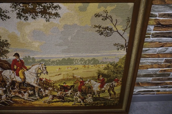 OBRAZ W DREWNIANEJ RAMIE PROSTOKĄTNY GOBELIN...