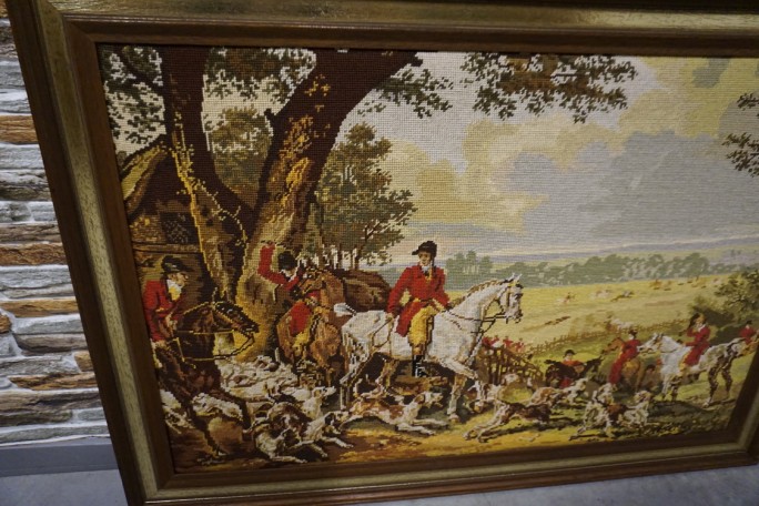 OBRAZ W DREWNIANEJ RAMIE PROSTOKĄTNY GOBELIN...