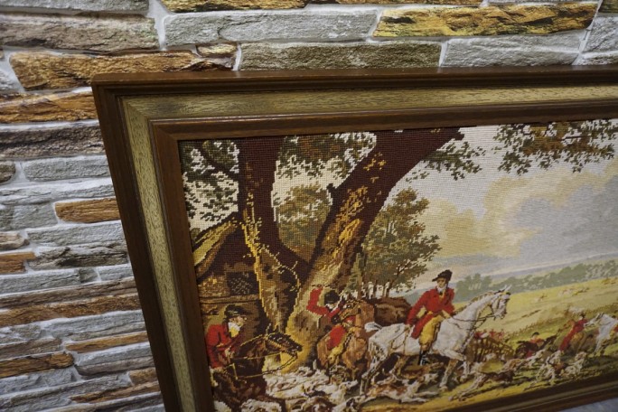 OBRAZ W DREWNIANEJ RAMIE PROSTOKĄTNY GOBELIN...