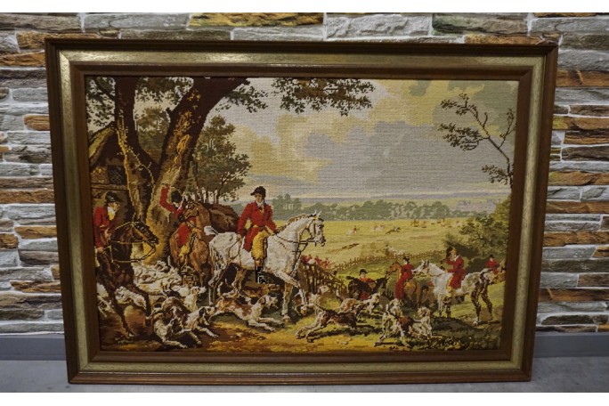 OBRAZ W DREWNIANEJ RAMIE PROSTOKĄTNY GOBELIN...