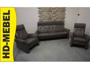 ZESTAW SKÓRA NATURALNA 3+1+1 FOTELE FUNKCJE RELAKSU HIMOLLA