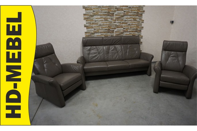 ZESTAW SKÓRA NATURALNA 3+1+1 FOTELE FUNKCJE RELAKSU HIMOLLA