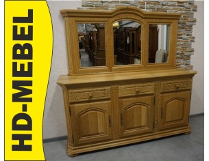 KOMODA LITY DĄB + LUSTRO W RAMIE Z LITEGO DĘBU SZER. 194 CM