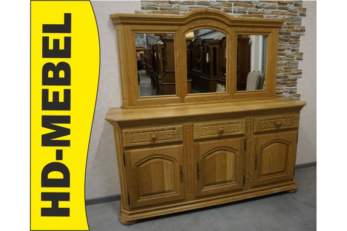 KOMODA LITY DĄB + LUSTRO W RAMIE Z LITEGO DĘBU SZER. 194 CM
